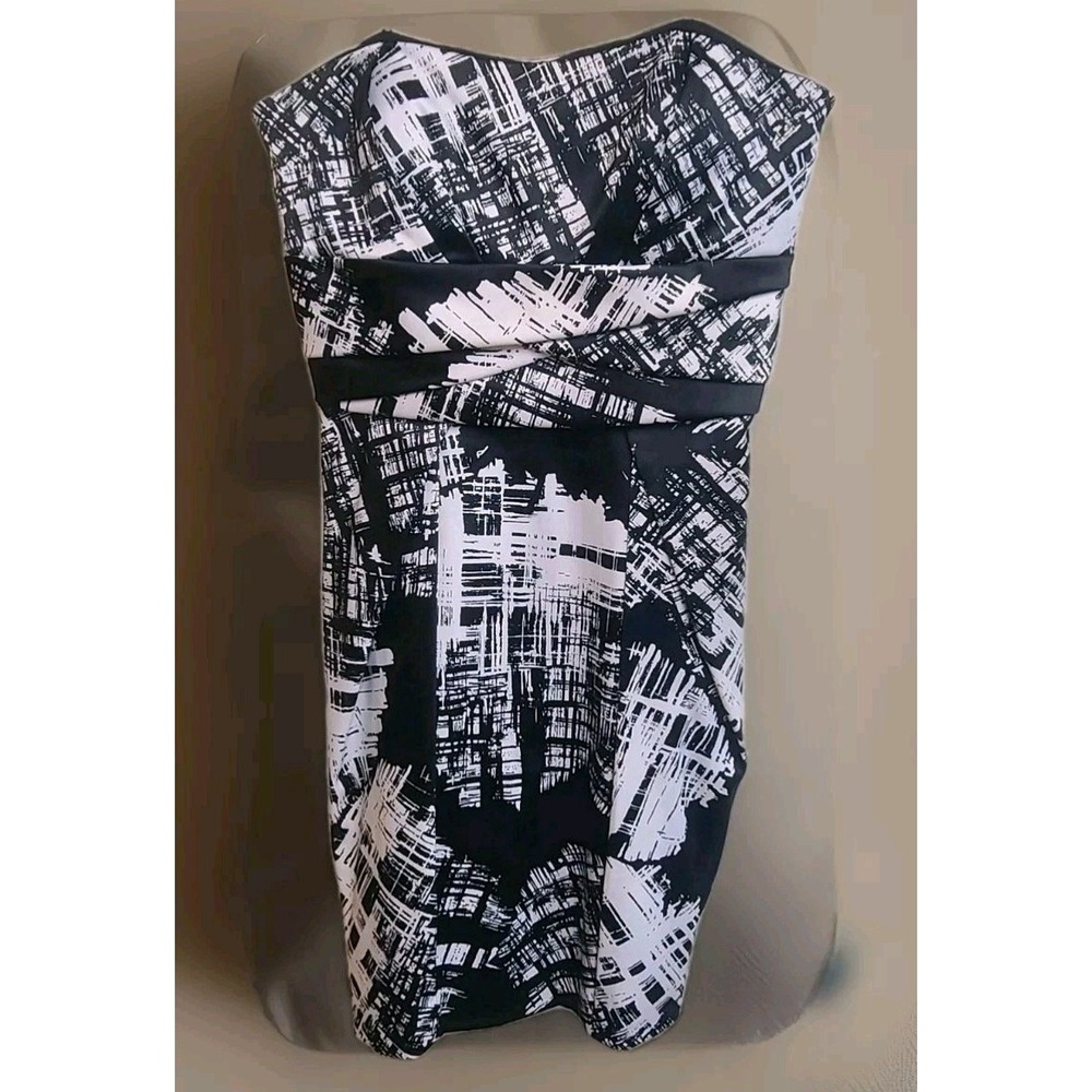 Max & Cleo Black and White Strapless Mini Dress